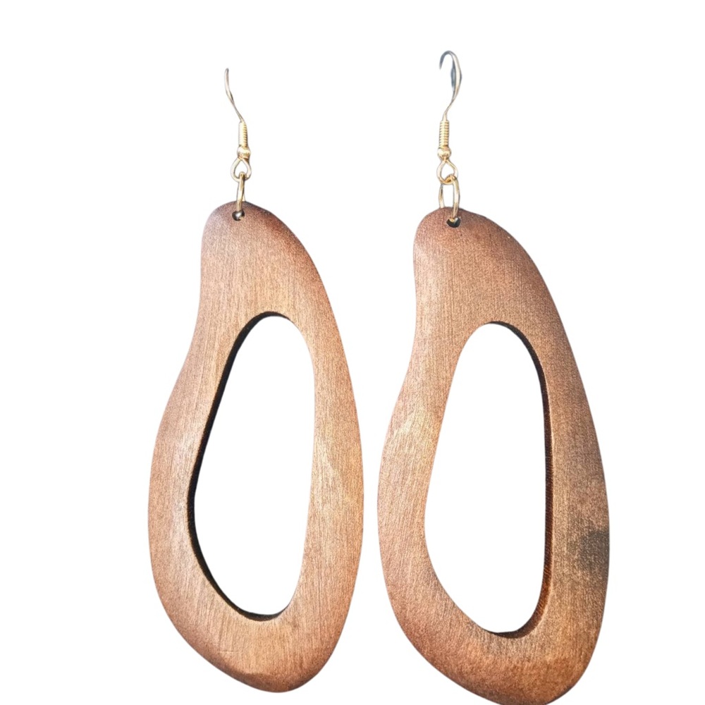 SOLD💰SOLD💰NWT Large Hook Wooden Earrings